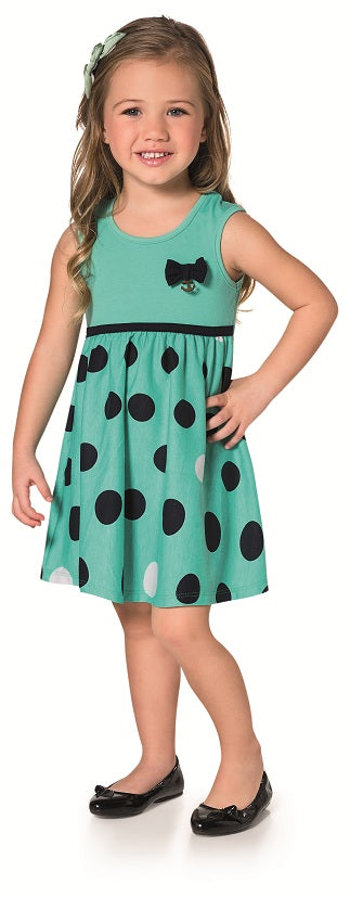 107833 Vestido moteado con listón fucsia/verde/rojo