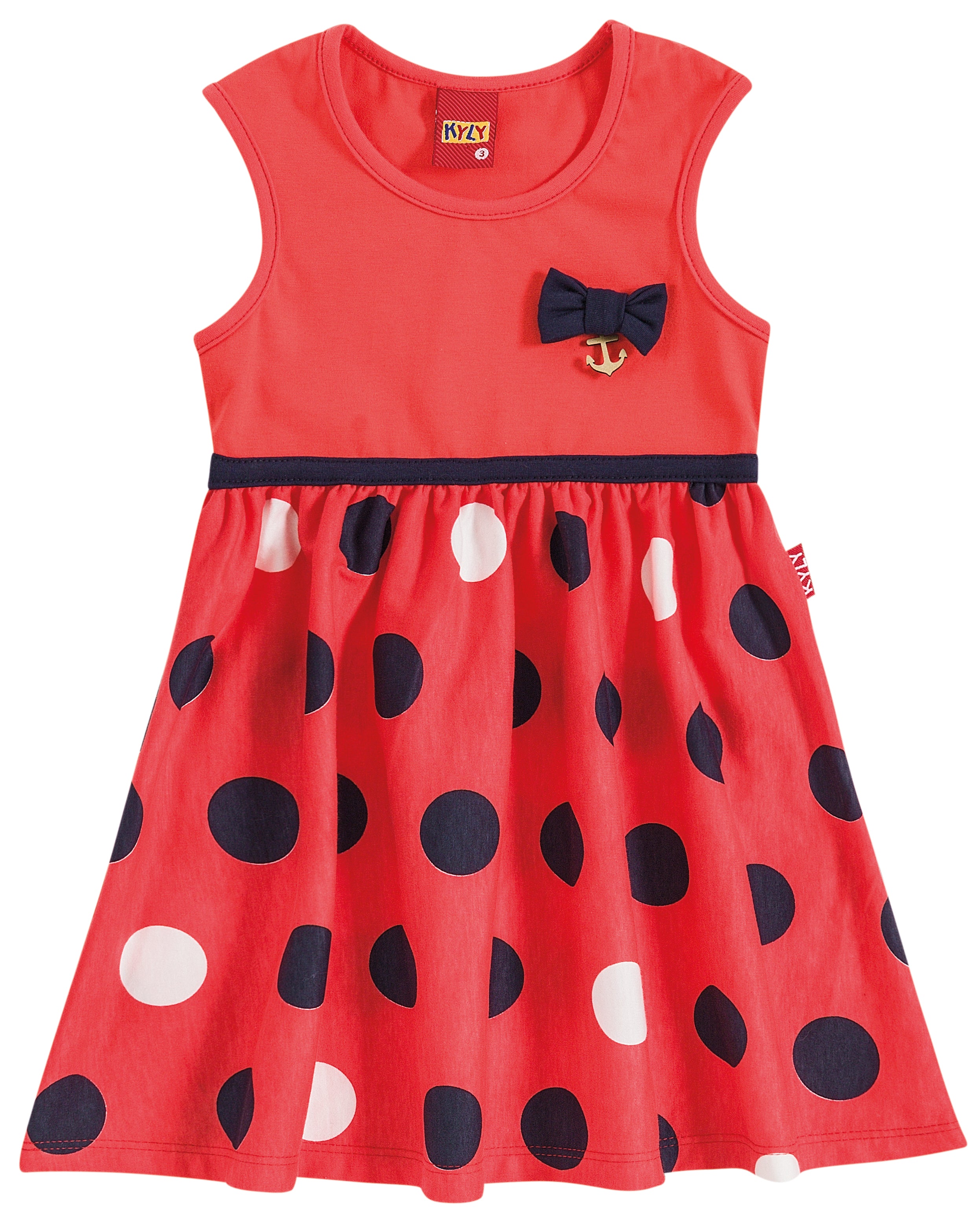 107833 Vestido moteado con listón fucsia/verde/rojo