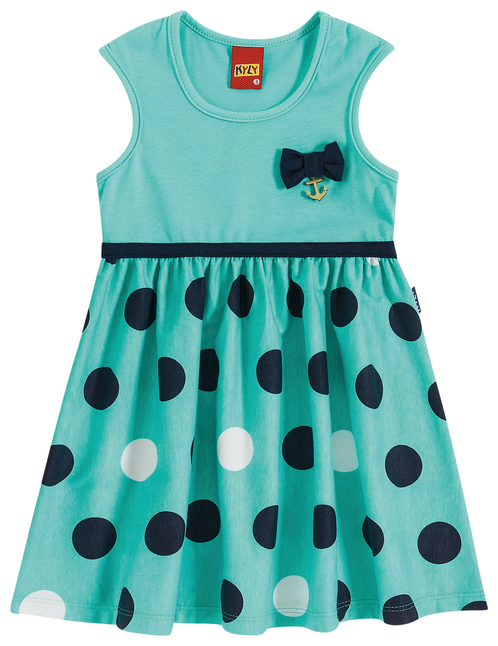 107833 Vestido moteado con listón fucsia/verde/rojo